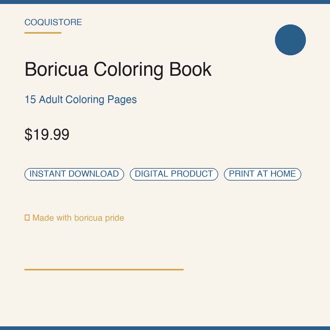 Boricua Coloring Book — 20 Adult Pages + Color Palette + Music Playlist