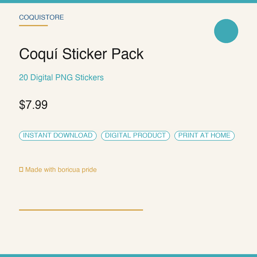Coquí Sticker Pack — 30 Digital PNG Stickers + WhatsApp Bonus Pack