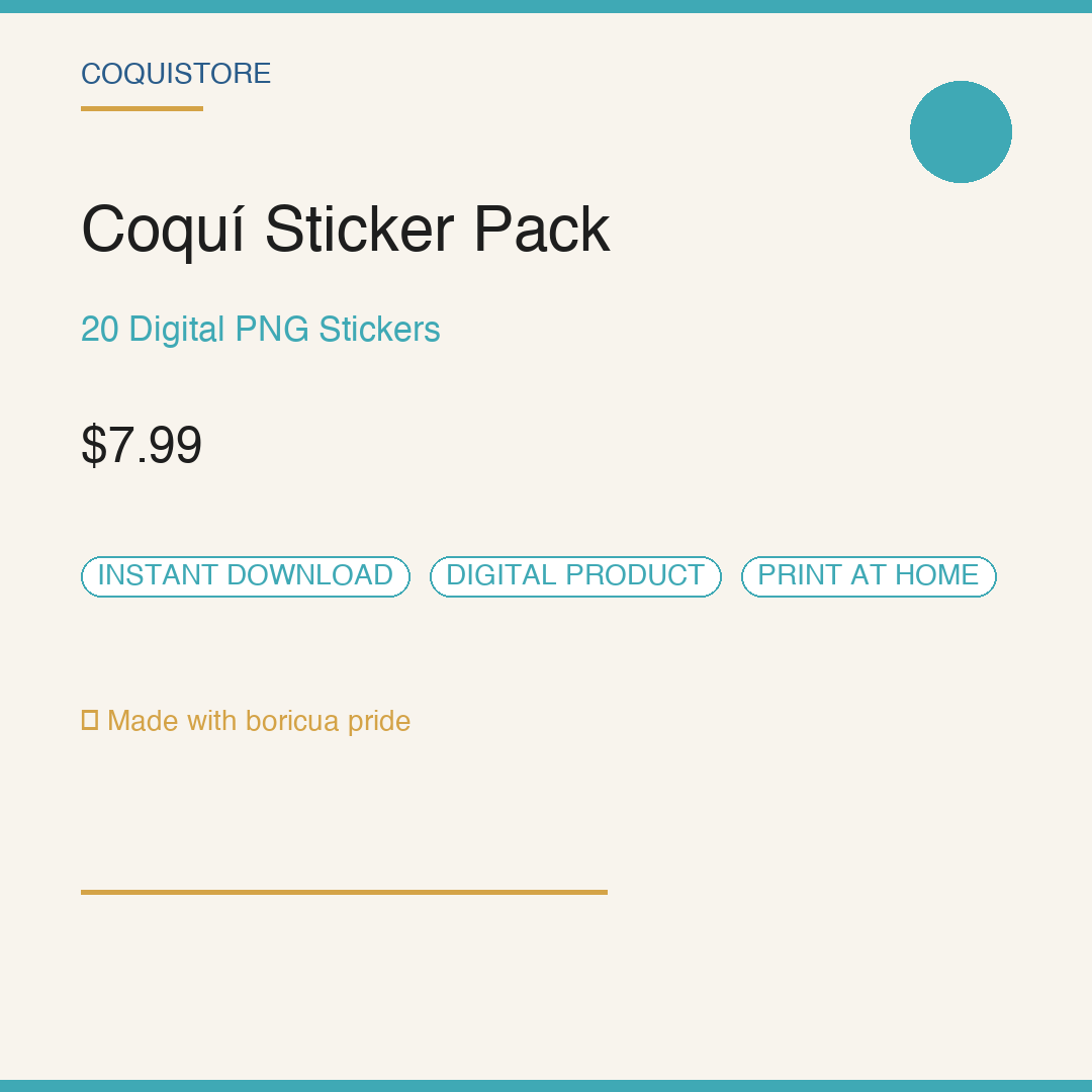 Coquí Sticker Pack — 30 Digital PNG Stickers + WhatsApp Bonus Pack