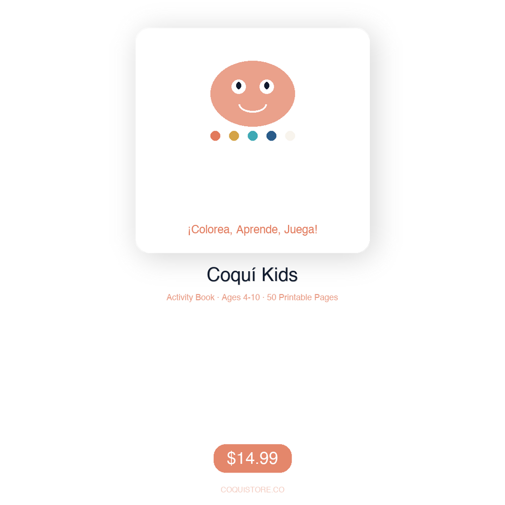 Coquí Kids Activity Book — 60 Pages + Parent Guide + Certificate