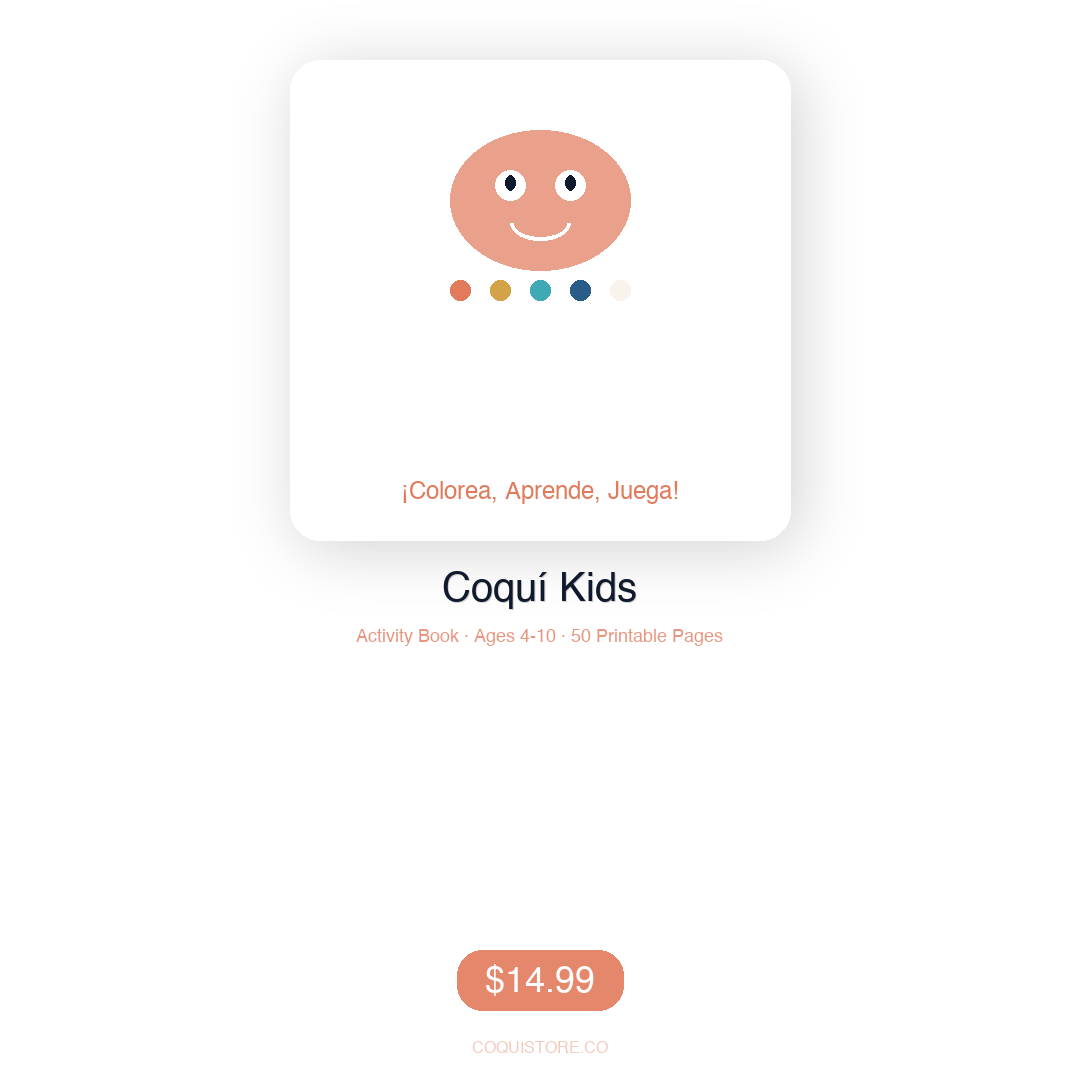 Coquí Kids Activity Book — 60 Pages + Parent Guide + Certificate