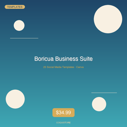 Boricua Business Suite — 25 Social Media Templates (Canva)