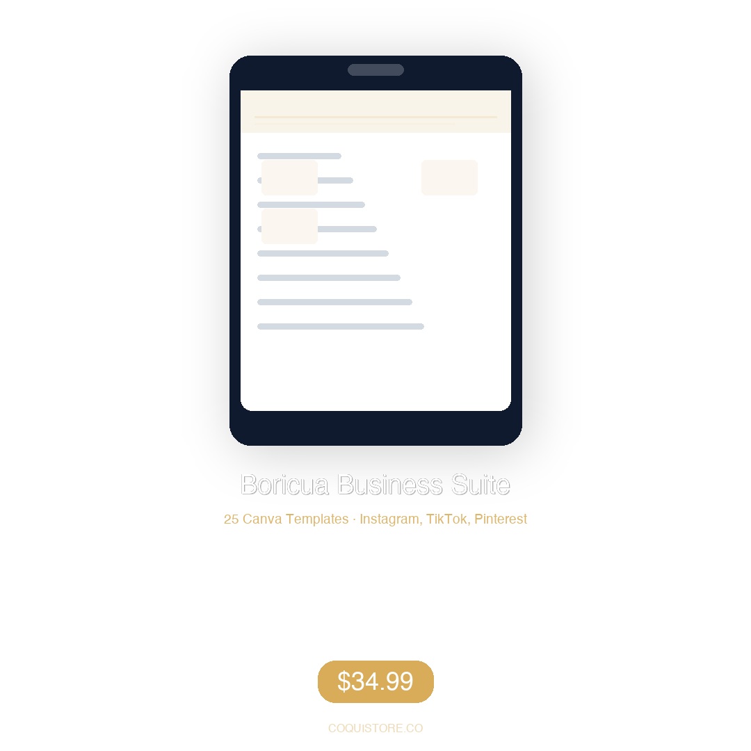 Boricua Business Suite — 25 Social Media Templates (Canva)
