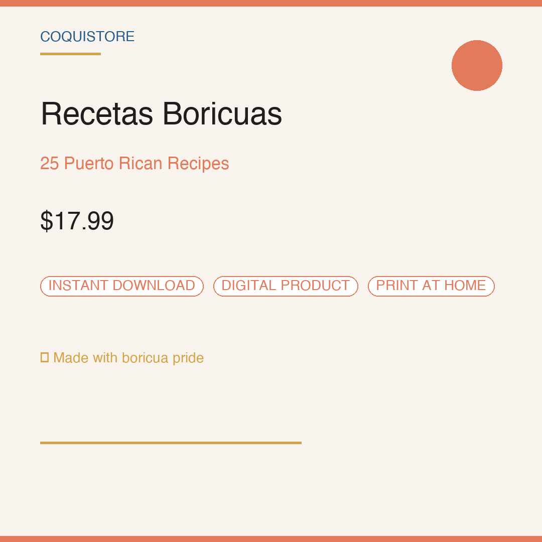 Recetas Boricuas — 28 Authentic Recipes + Shopping List + Substitutions